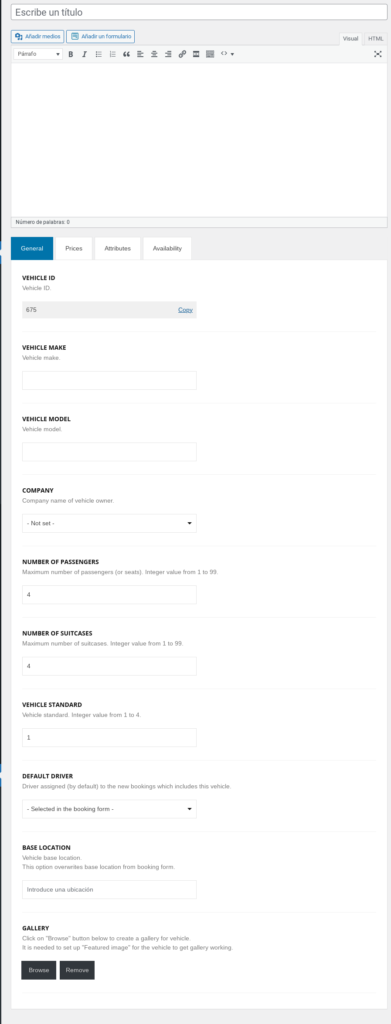 Chauffeur Taxi Booking System for WordPress vehiculos