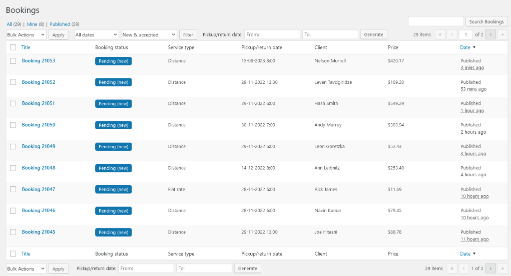 Chauffeur Taxi Booking System for WordPress resservas
