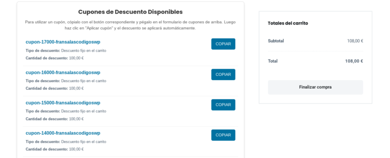 Mostrar Cupones Disponibles en el Carrito de WooCommerce