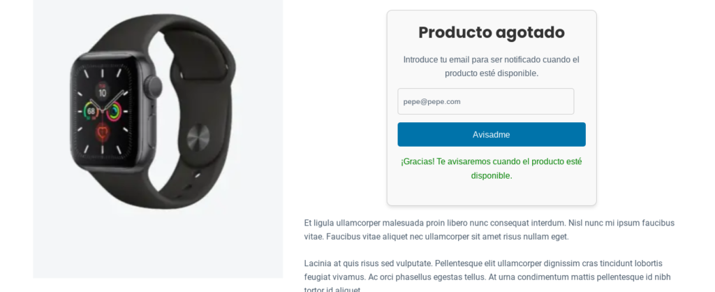 avisar cliente producto en stock woocommerce