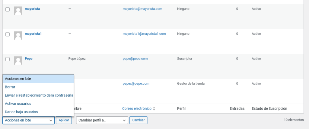 dar de baja usuarios wordpress newsletter