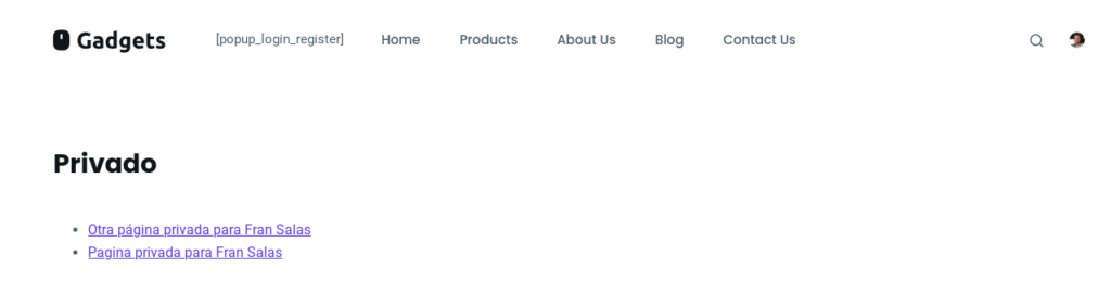 pagina privada por usuario wordpress