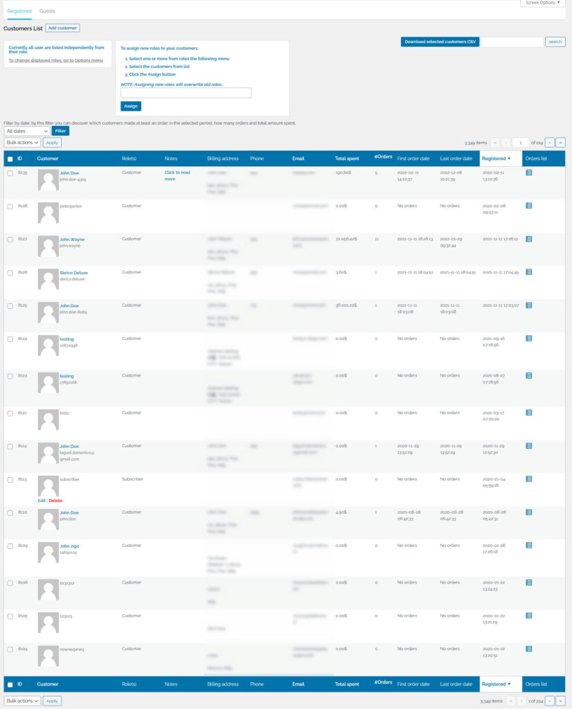 WooCommerce Customers Manager wordpress