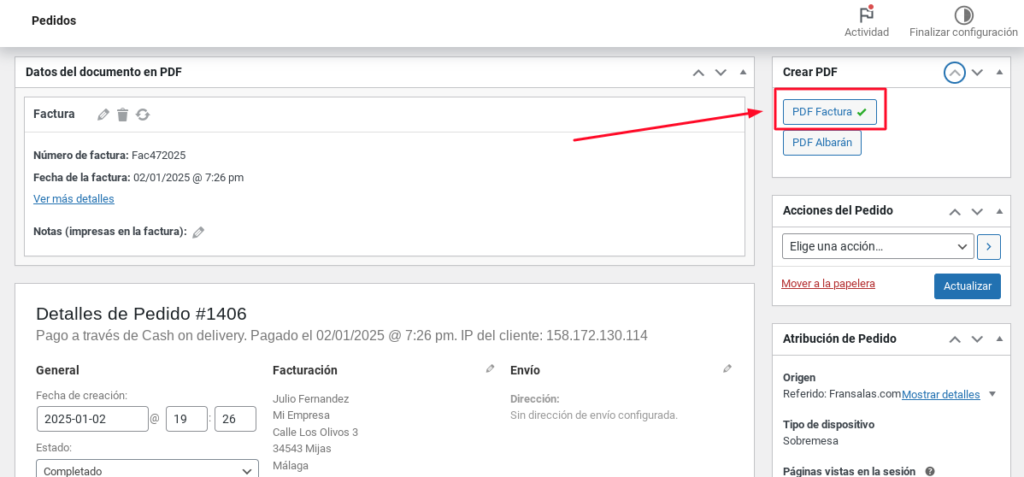 factura pdf woocommerce