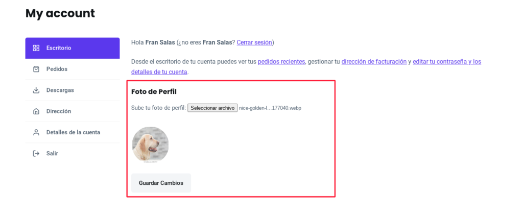 foto perfil woocommerce