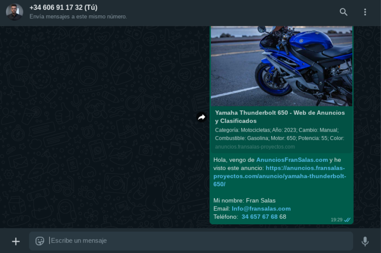 hivepress whatsapp contacto