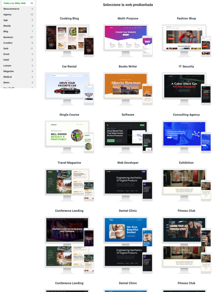 impreza demo templates wordpress