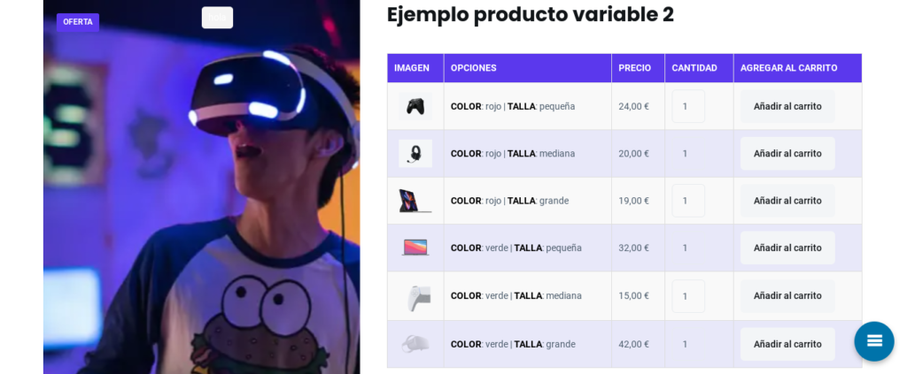 productos variables woocommerce