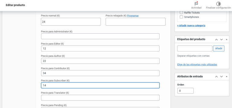 productos variables woocommerce precio por rol