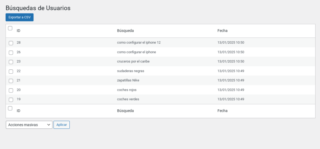 registrar busquedas wordpress