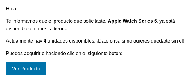 emails automaticos producto sin stock woocommerce