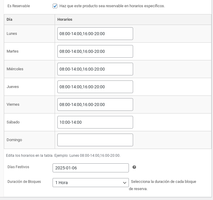 reservas wordpress woocommerce