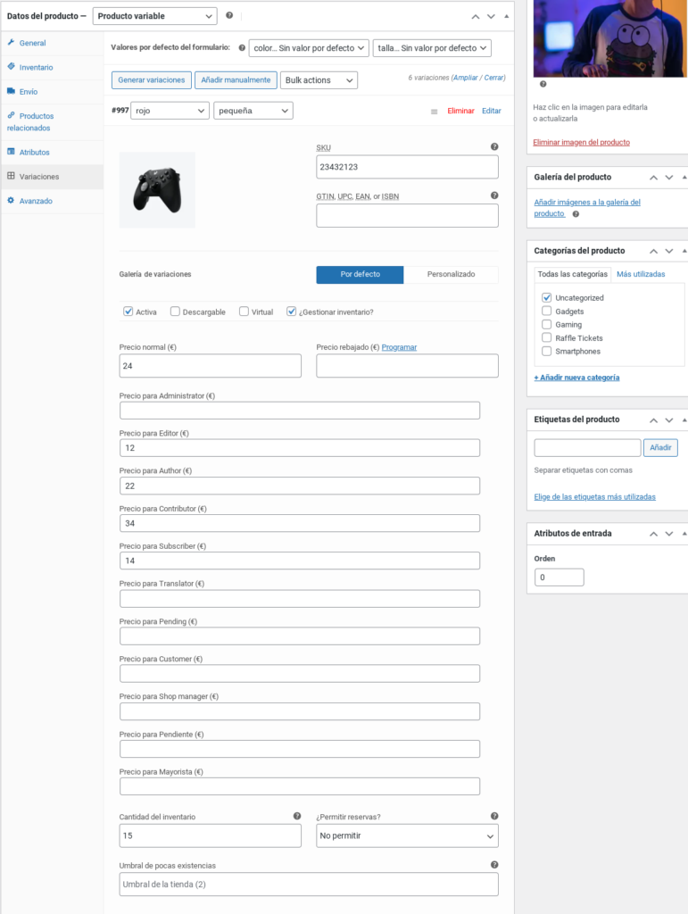 precio por rol productos variables woocommerce