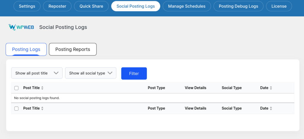 social auto poster social posting logs