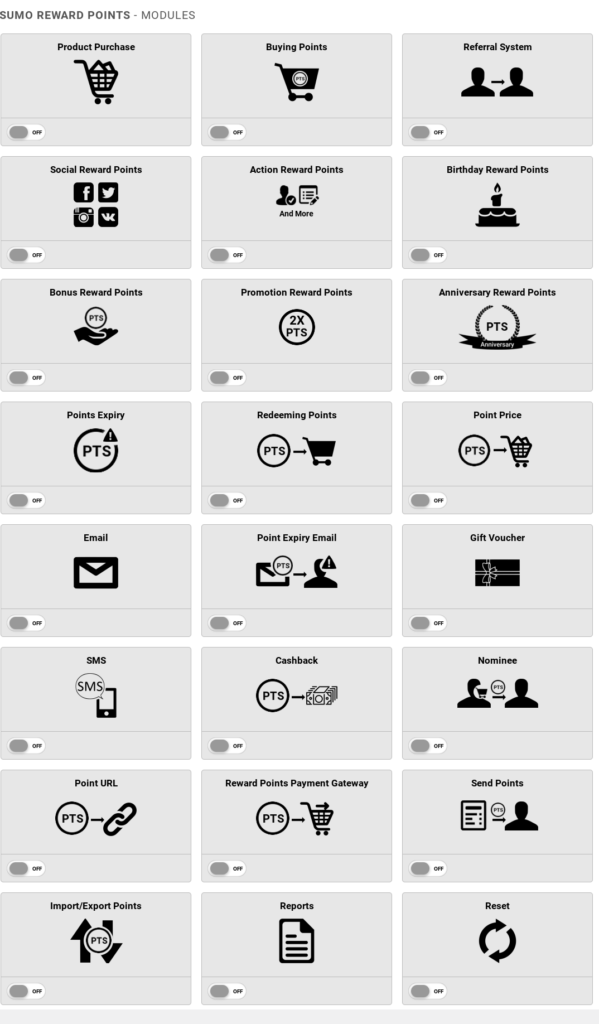 sumo reward points woocommerce modulos