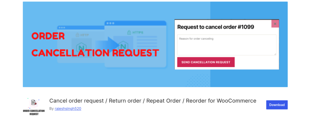 Cancel order request Return order Repeat Order Reorder for WooCommerce