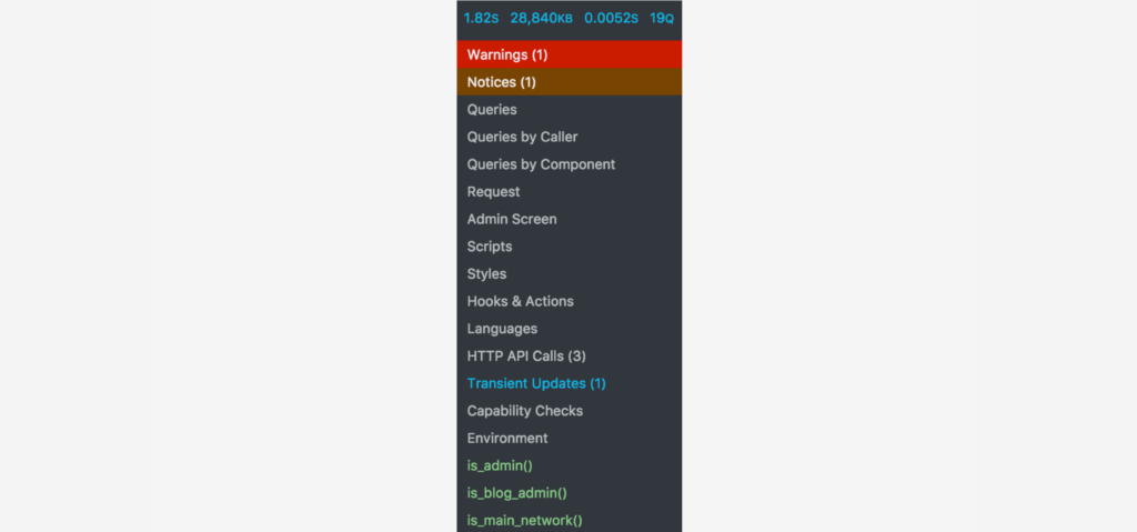Query Monitor – The developer tools panel for WordPress admin