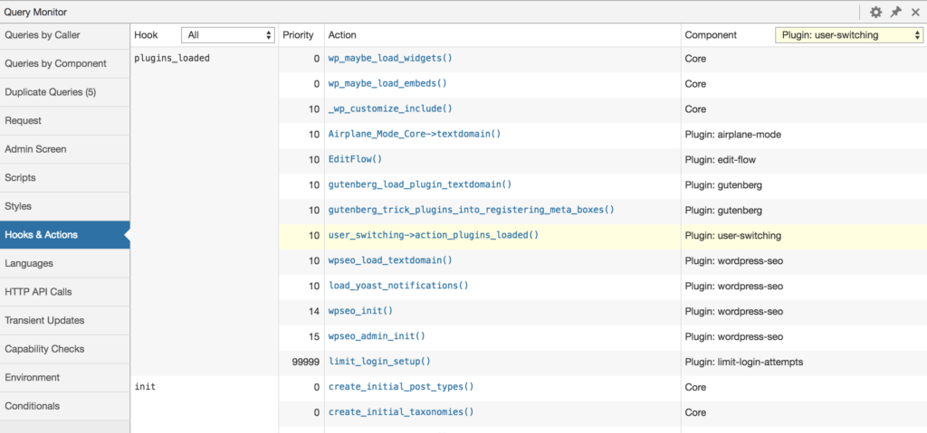 Query Monitor – The developer tools panel for WordPress hooks