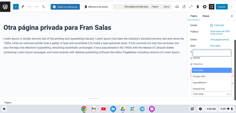 zona privada usuarios wordpress
