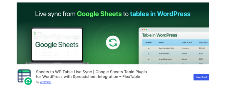 Sheets to WP Table Live Sync Google Sheets Table Plugin for WordPress with Spreadsheet Integration – FlexTable