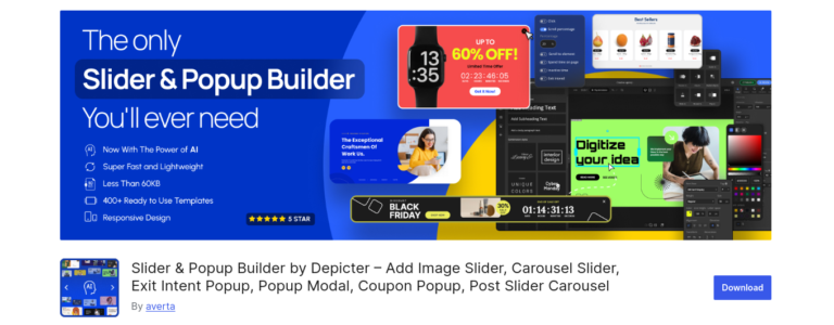 Slider Popup Builder by Depicter – Add Image Slider, Carousel Slider, Exit Intent Popup, Popup Modal, Coupon Popup, Post Slider Carousel