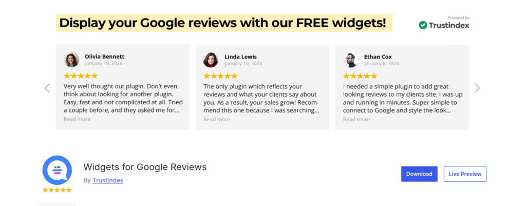 Widgets for Google Reviews