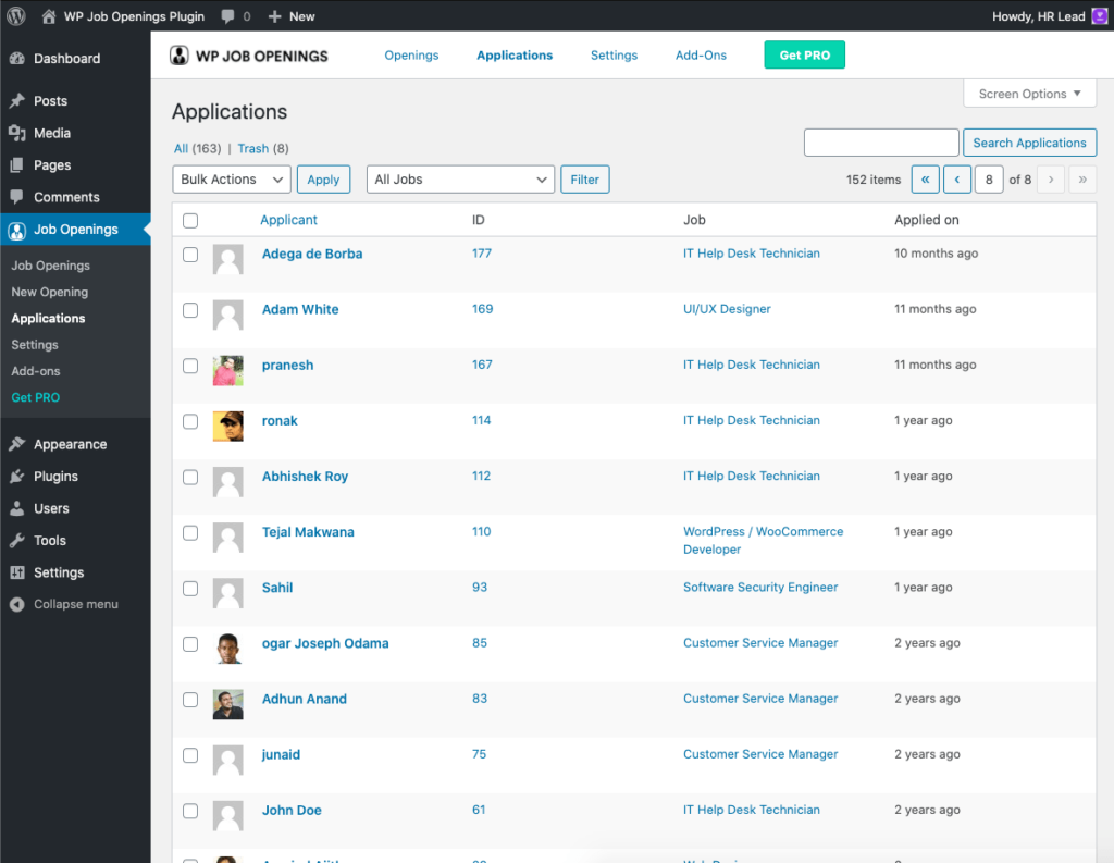 aplicaciones WP Job Openings – Job Listing, Career Page and Recruitment Plugin
