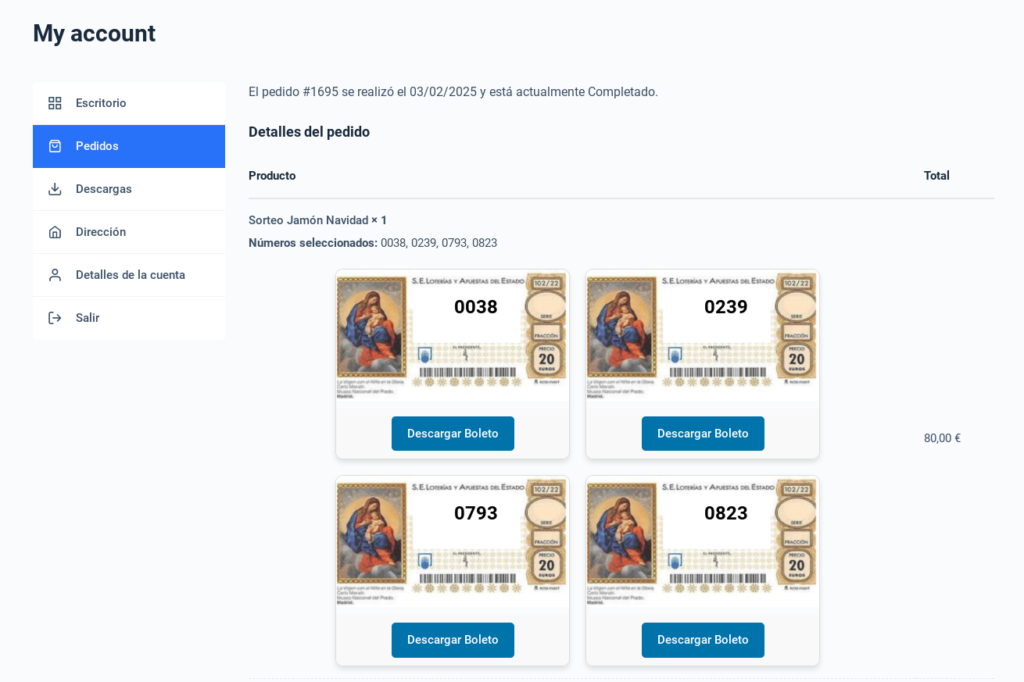 boletos sorteos woocommerce