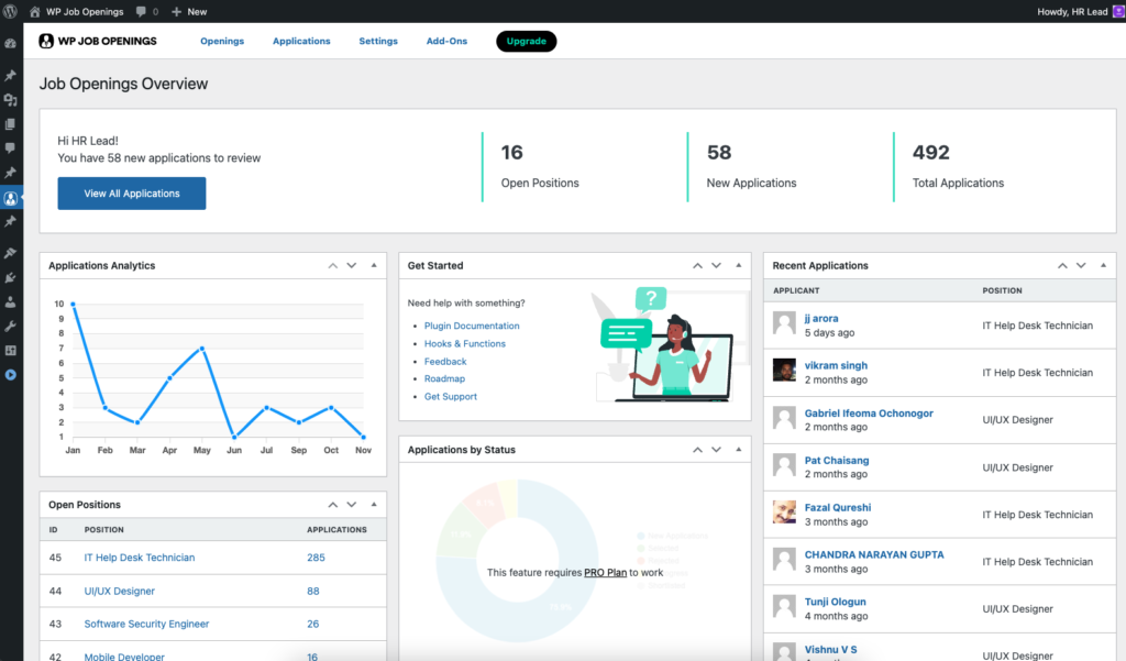 dashboard WP Job Openings – Job Listing, Career Page and Recruitment Plugin