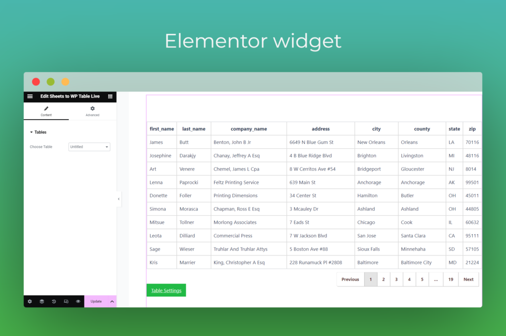 elementor Sheets to WP Table Live Sync Google Sheets Table Plugin for WordPress with Spreadsheet Integration – FlexTable