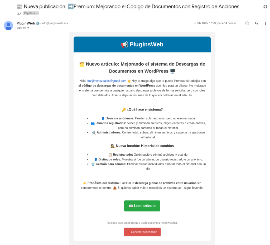email newsletter wordpress fran salas