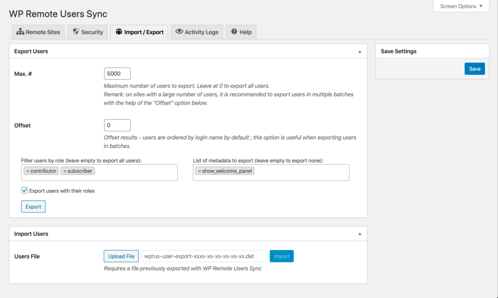 exportar WP Remote Users Sync