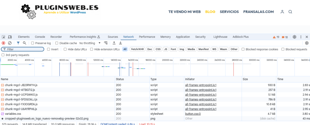 inspector navegador network