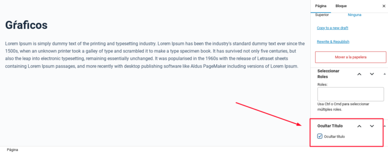 ocultar titulo pagina wordpress sin plugins