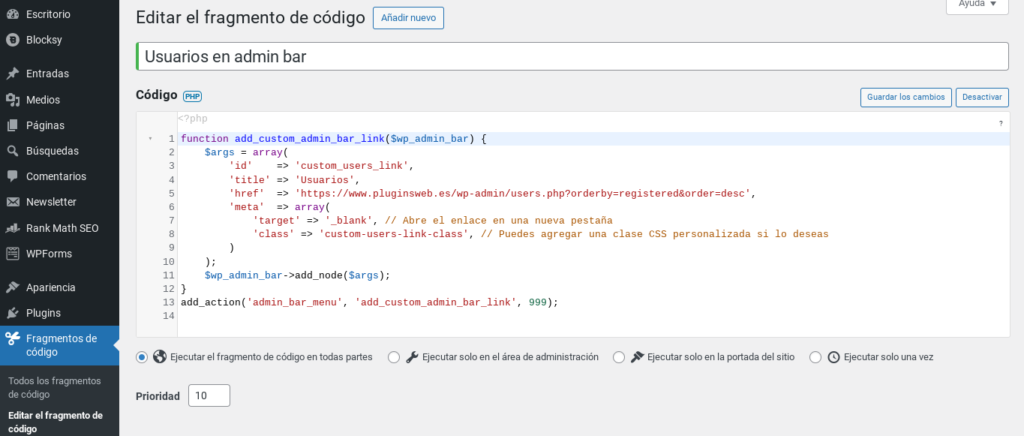 php code snippets wordpress