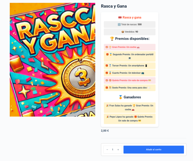 rasca y gana woocommerce wordpress