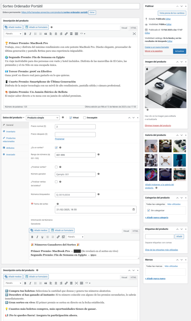rifas sorteos wordpress plugin