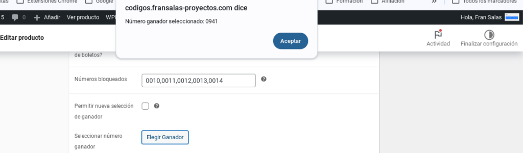 seleccionar numero ganador woocommerce sorteos