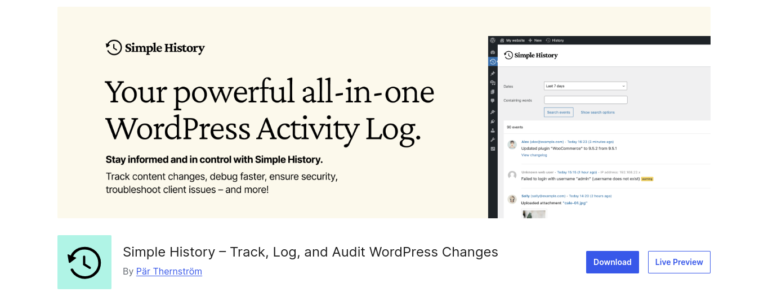simple history wordpress plugin