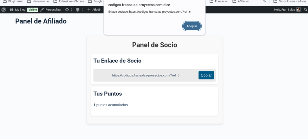 socios afiliados copiar enlace de afiliado wordpress
