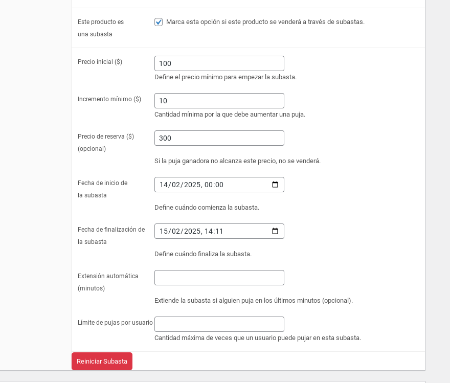 sorteos pujas wordpress woocomemrce sin plugins