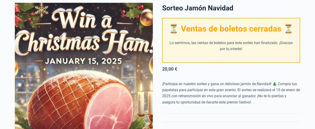 sorteos woocommerce ventas cerradas