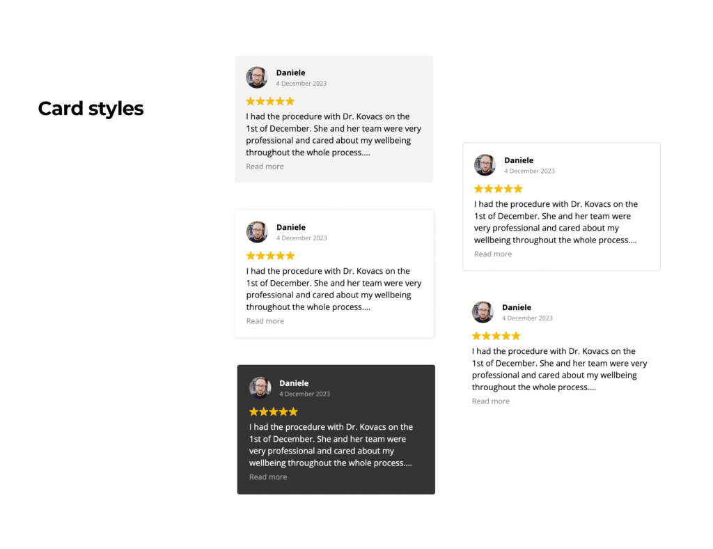 tarjetas WP Reviews Plugin for Google