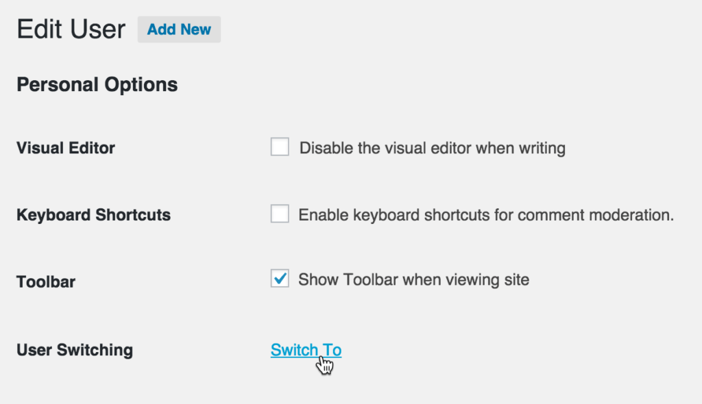 user switching wordpress