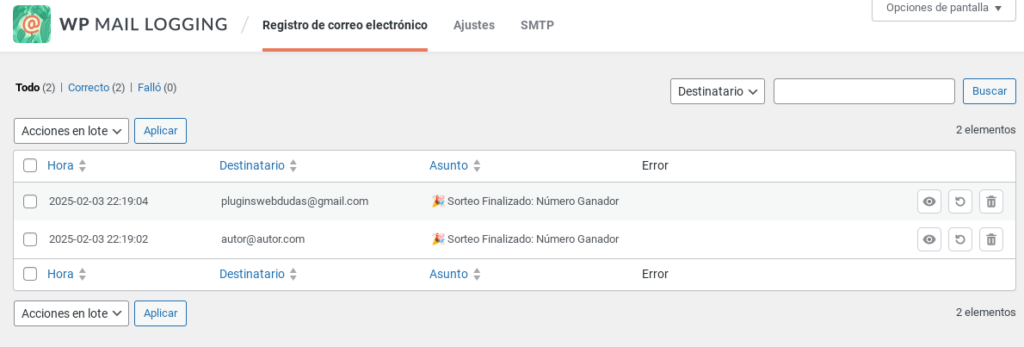 woocomemrce sorteos emails correos