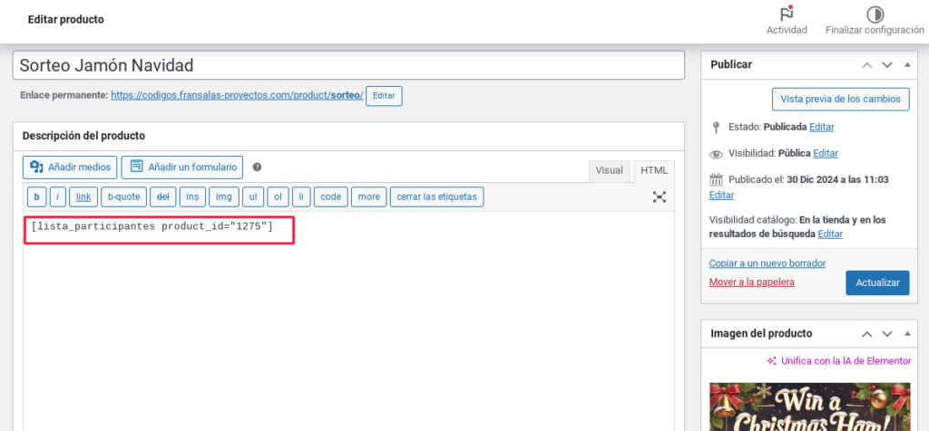 woocommerce sorteos shortcode