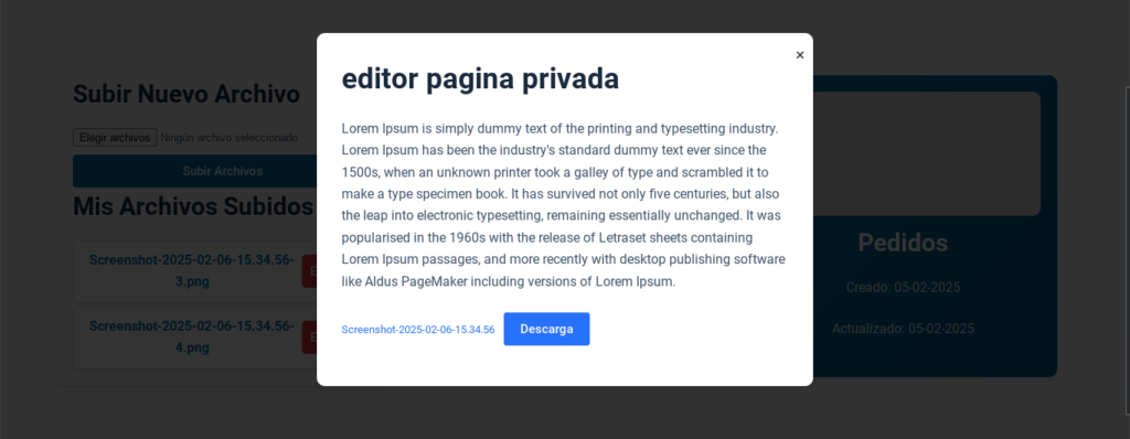 zona privada wordpress descarga de archivos front end