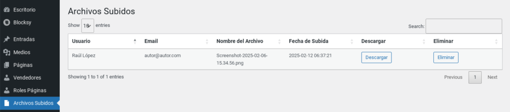 zona privada wordpress gestiond e descargas admin