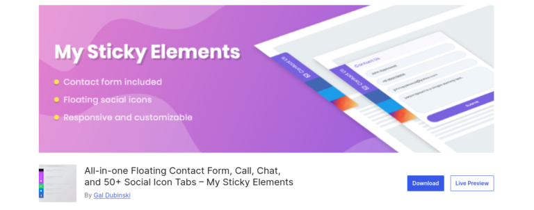 All-in-one Floating Contact Form, Call, Chat, and 50+ Social Icon Tabs – My Sticky Elements