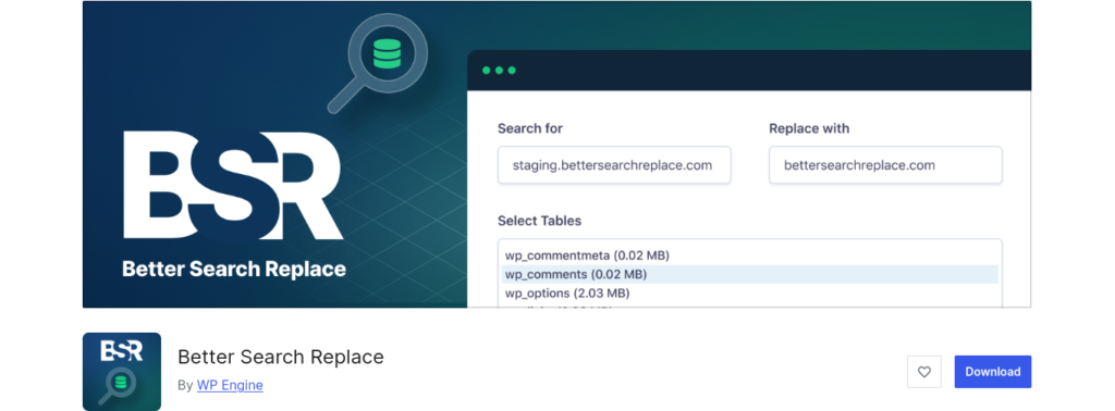 Better Search Replace wordpress plugin
